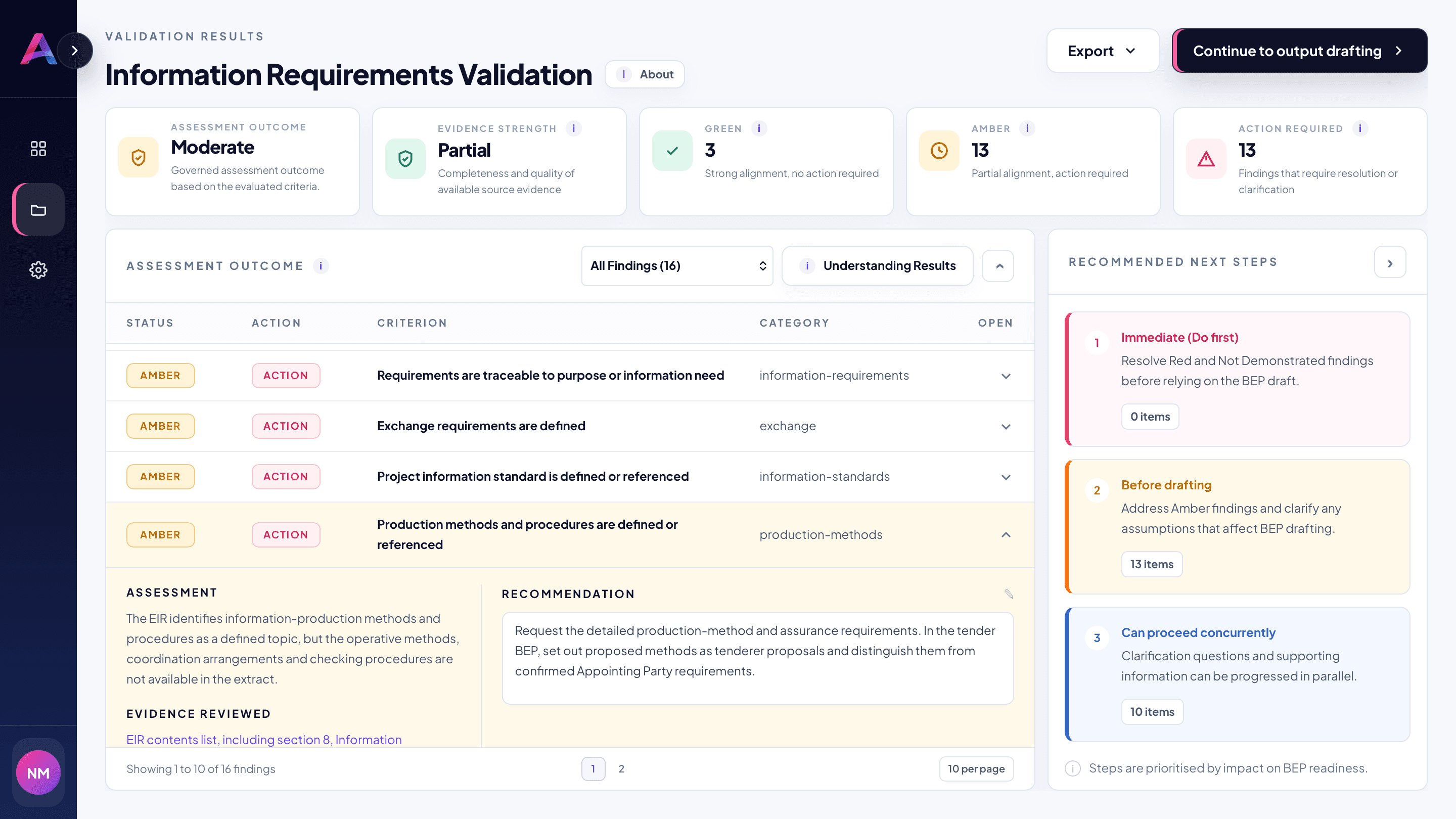 Aventa validation and findings workspace